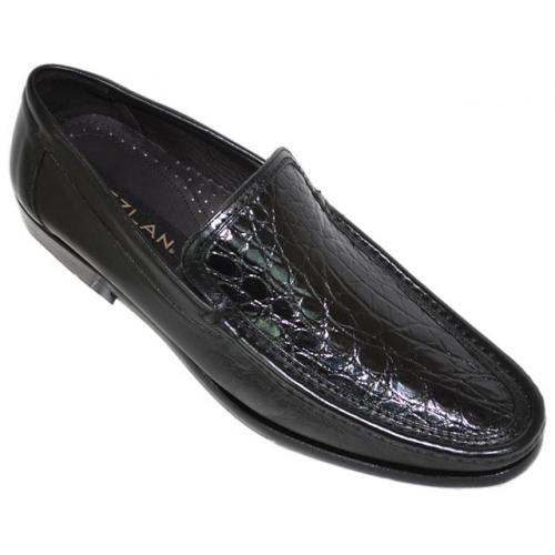 Mezlan "Monaco" Black Genuine Crocodile Shoes